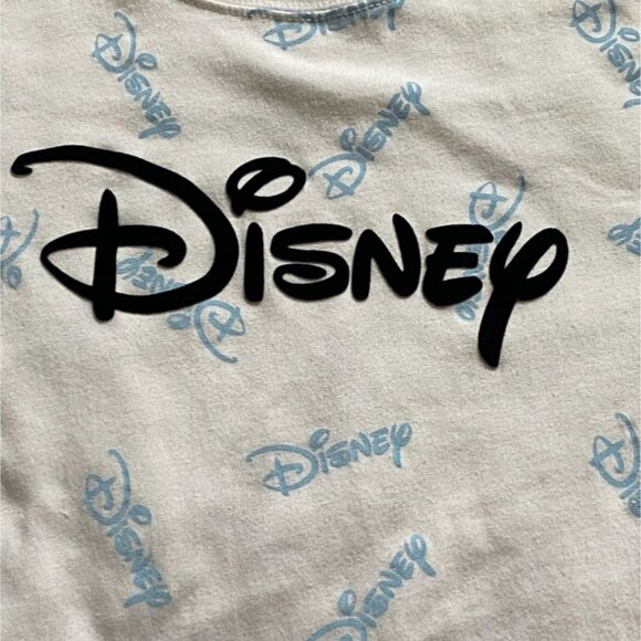 Disney Adult Light Weight Cropped Logo T-Shirt-White-Size S-GUC - Picture 2 of 7